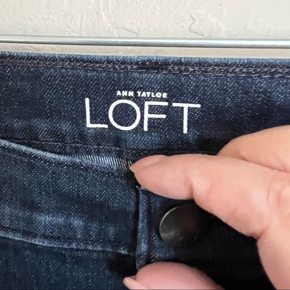 Ann Taylor Loft Modern Straight Dark Wash Creased Denim Jeans - Picture 7 of 8